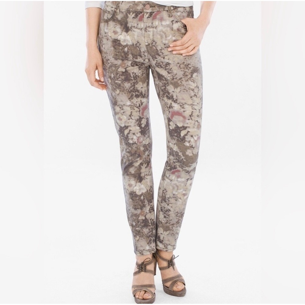 Chicos Jeans So Slimming Girlfriend Ankle Floral Tapestry 0 Mosaic 4‎ High Rise